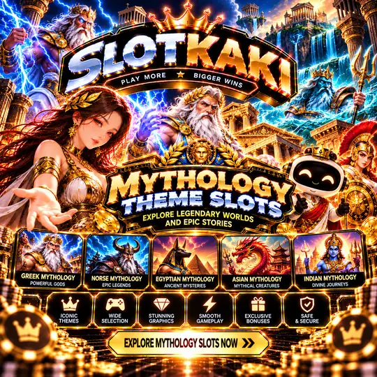 SLOTKAKI mythology theme – banner black and gold: gods and legendary creatures