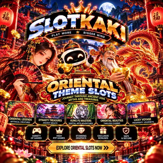 SLOTKAKI oriental theme – banner black and gold: palace and red lanterns